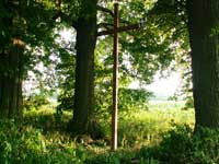 dřevěný kříž v Malonicích při staré cestě do Velhartic