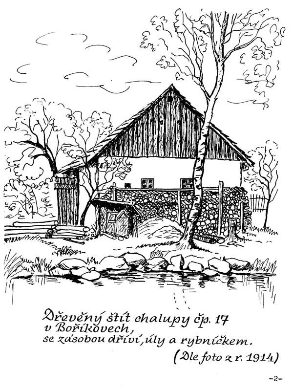 Dřevěný štít chalupy čp. 17 v Boříkovech